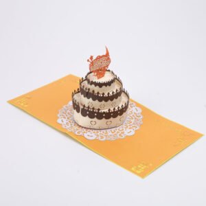 Beautiful 3D Popup Handcrafted Happy Birthday Greeting Card - Yellow